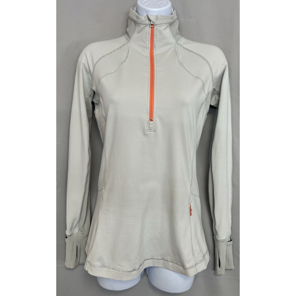 Lululemon‎ with stripe  Run Full Tilt Pullover Top 1/4 Zip Thumbhole  Women sz 4